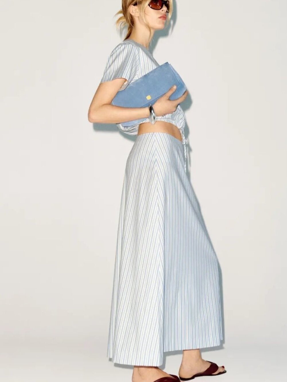 NEW Reformation Jordan Two Piece Skirt Set Cotton Calamari Stripe | US 6 UK 10